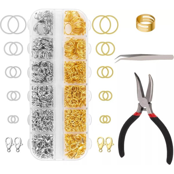 Amrules 1200 Pcs Jump Rings for Jewelry Making Supplies, Necklace