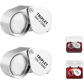 ZSKEUR 2 Piezas Lupas De Aumento Grande, Lupa para Leer, Ideal para Revisar Joyas, Leer Textos Pequeños y Revisar Monedas, Sellos y Otras Colecciones, Entre Otros (10x y 30x)