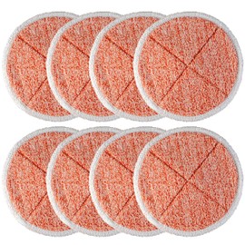BlueStars 8 Pack Spinwave Replacement Mop Pads Compatible with Bissell Spinwave 2124 2039A 2039 2307 23157 20391 20399 Hard Floor Mop Cleaners - 8 Heavy Scrub Pads (Orange) - Washable & Reusable