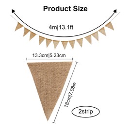 RUNEAY Bunting Jute 2 Pieces Bunting Outdoor Weatherproof Vintage Bunting Banner DIY Decoration for Wedding Baby Shower Birthday Party and Other Celebrations