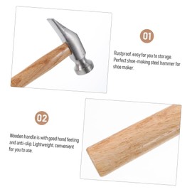 Operitacx Hammer for repairing leather shoes, tool for shoe repair, household hammer, tool for shoe making, installation hammer, hammer with wooden handle