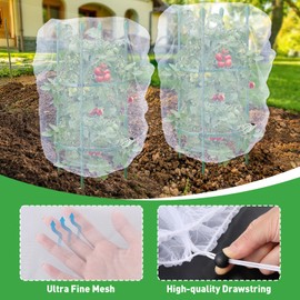 6 Pack Insect Bird Netting Cover - 3.3x5FT Blueberry Bushes Netting Plant Covers with Drawstring, Fine Mesh Fruit Tree Net for Protecting Lemon Orange from Insect Bird Barrier Squirrel Deer