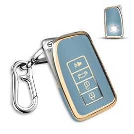 QBUC for Lexus TPU Key fob Cover, Soft TPU Car Key Case Protector with Keychain Compatible with Lexus 2014-Up RX is ES GS LS NX RS GX LX RC LC(Blue)