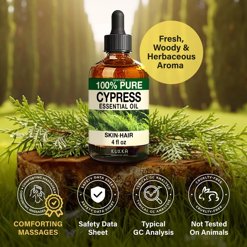 100% Pure Cypress Oil - 4 Fl Oz Cypress Essential