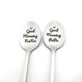 Cenrren Nana and Papa Gifts for Grandparents Good Morning Nana Papa Spoon Gifts for Grandma Grandpa Christmas Birthday Thanksgiving Silver s Spo036 Spo036