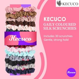 30Pcs Small Satin Hair Scrunchies Silk Hair Ties, Satin Elastic Hair Bands, Elastics Ponytail Holders for Women Girls Hair Accessories Gift, 15 Colors