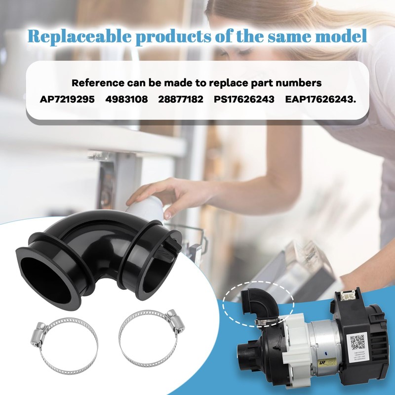 WD24X33918 Dishwasher Elbow Hose for GE Dishwasher Drain Pump