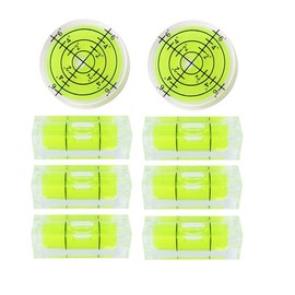 LAIESYA 8Pcs Small Bubble Spirit Level Mini Square Levels Measuring Tools for Balancing Frame, Mural, Picture Hanging, Turntable, Tripod, Camera, Phonograph, 10x10x29mm, 32x7mm (Set A)