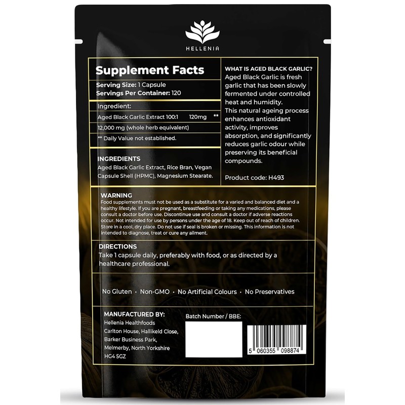 Aged Black Garlic 12,000mg - 120 Capsules | Black Garlic