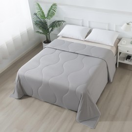 ELNIDO QUEEN Cooling Comforter for Hot Sleepers, Summer Cooling Blanket King Size for Night Sweats, Q-Max 0.45 Breathable All-Season Lightweight Blanket, (106x90 inch，Grey