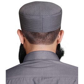 Men's Premium Islamic Skull Cap Hat Topi Takke for Muslim Men Turban Kufi (US, Alpha, Medium, Slate Grey)