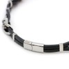 [One] Silver Flare Leather Choker Black Leather Cord Necklace for