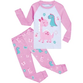 Little Hand Toddler Girls Pyjamas Set Dinosaur Print Pjs Long Sleeve Little Kids Sleepwear Girls Outfits Age 2-3 Years
