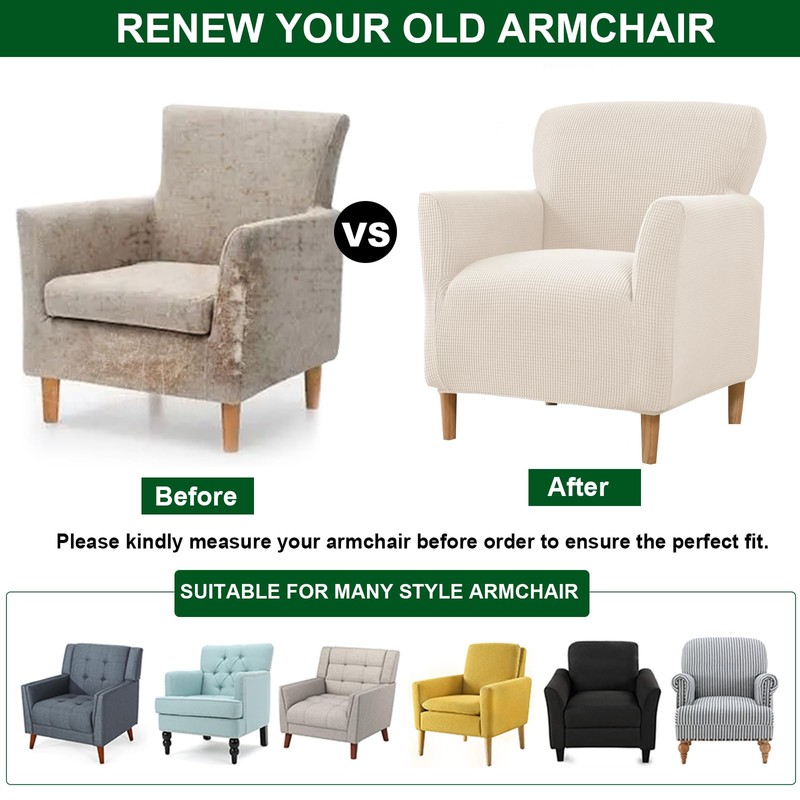 CRFATOP Stretch Mid Century Modern Armchair Slipcover 1-Piece Solid Accent