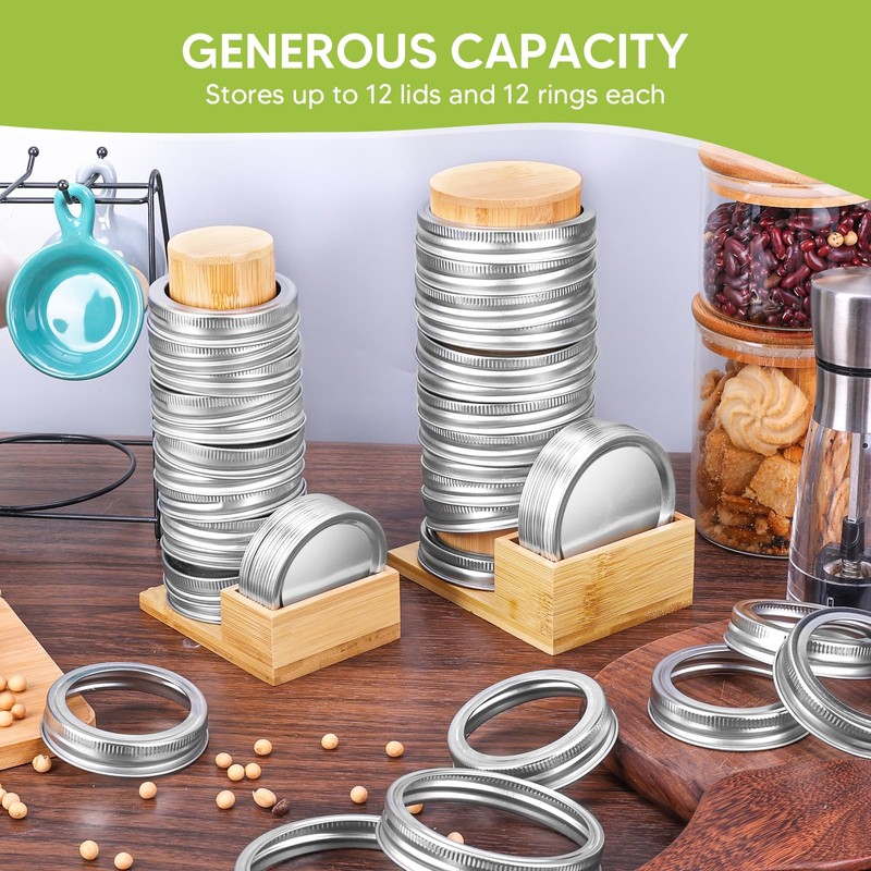 2PCS Mason Jar Lid Organizer & Holder (Wide Mouth &