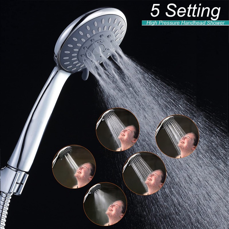 10'' Rain High Pressure Shower Head with 5 Settings Handheld