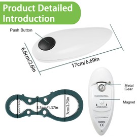 Electric Tin Opener, Automatic Can Opener One Touch, Hand Free Tin Opener Safe and Smooth Cutting, Kitchen Electric Can Opener for Arthritis, Restaurant, Seniors,Kitchen Gadget for Almost All Size Can