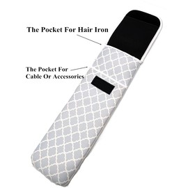ALEIFLE Women's Heat Resistant Neoprene Curling Iron Holder Flat Iron Curling Wand Travel Storage Cover Case Bag Pouch -Water-Resistant (Grey Chervon)