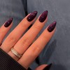 KQueenest Balck Purple Cateye Glitter Press on Nails Medium Almond