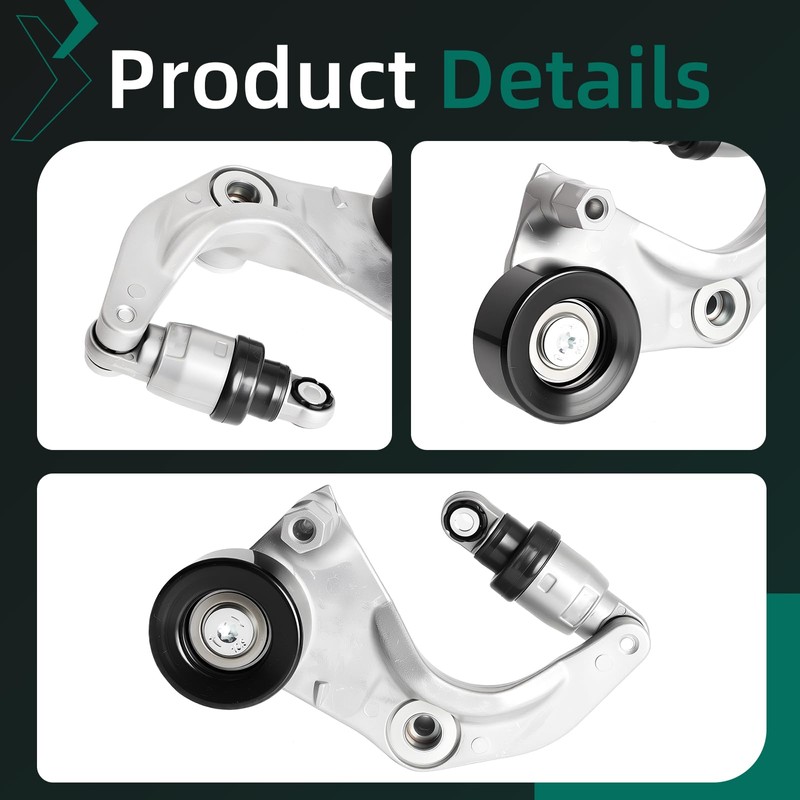 Riyhch 90K-39077 Complete Tensioner Pulley Assembly with 2 Serpentine Belts
