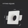 VT-714 GU10 Gypsum Fitting Square-White