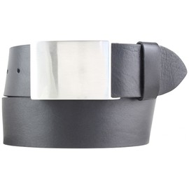 BELTINGER Full Cowhide Leather Belt 5.0 cm Jeans Belt for Men 50 mm Denim Belt with Belt, black, silver