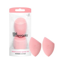 REAL TECHNIQUES - Mezclador de belleza Miracle Powder, esponja de maquillaje para base en polvo, juego de 2