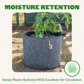 Epic Gardening 5 Pack 15 Gallon Grow Bags with Handles (Unlined) - Heavy Duty Fabric Pots for Vegetables, Herbs & Flowers - Breathable Cloth Planters for Indoor & Outdoor Gardening, Moisture Retaining