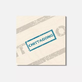 Unbranded Chittagong Grunge Travel 4'' X 4'' Square Wooden Coaster