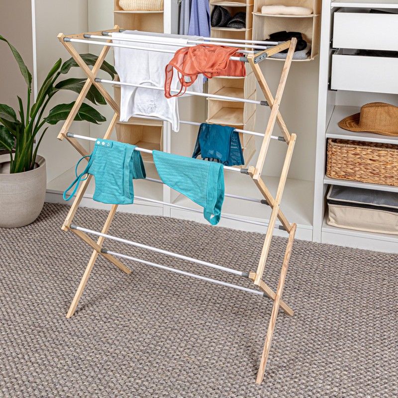 Household Essentials X-Frame Clothes Drying Rack, Stabile Wood Frame with