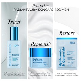 Radiant Aura Under Eye Patches with Hyaluronic & Ceramide- Dermatologist Tested Korean Eye Gel Patches for Dark Circles & Puffiness -Illuminating & Wrinkle Reducing Formula for Brighter Eyes -15 Pairs