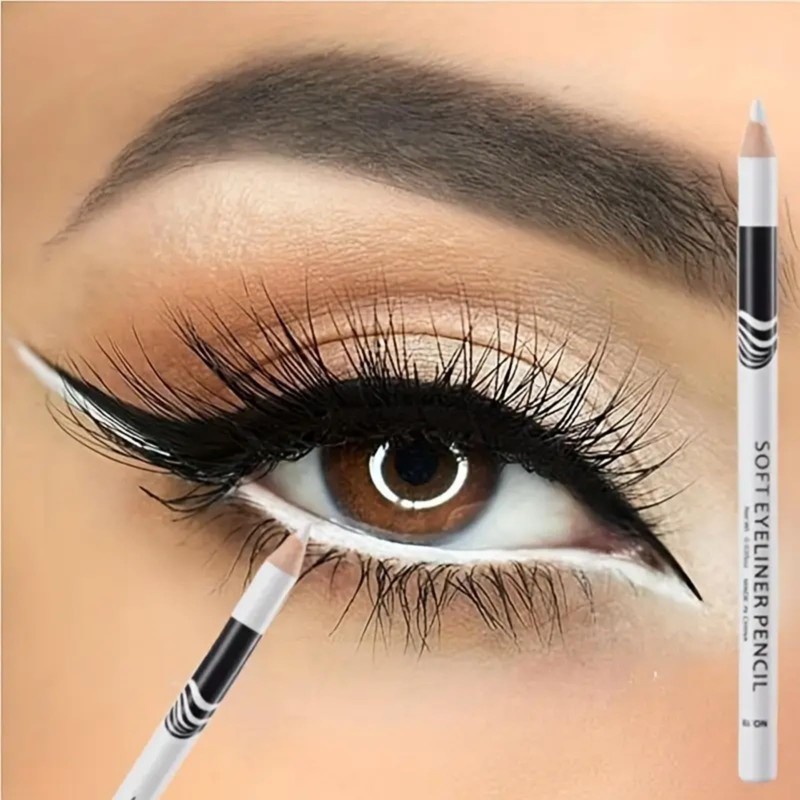 3PCS White Eyeliner Pencils,Soft Highlighter Gel Eyeliner Pencil,White Pencil for