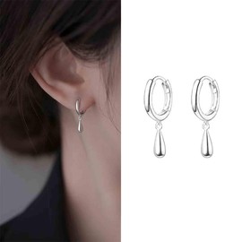Aneneiceera Vintage Tiny Teardrop Earrings Silver Waterdrop Leverback Earrings Small Droplet Dangle Earrings Petite Raindrop Earrings Jewelry for Women (Silver B)