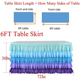 Forever Young Table Cloth Mermaid Purple Ruffle Table Skirt Party Decoration - L277cm X H78cm