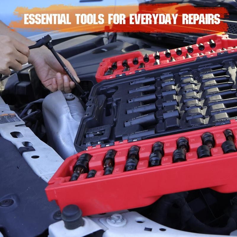 73-piece Hex Torx Bit Impact Socket-Set, with Ratchet Handle, Adapters,