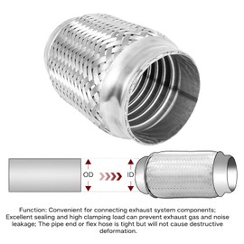 MXA 3" Flex Exhaust Pipe,3 inch Flexible Pipe,Exhaust Mid Pipe Stainless Steel Tubing,Heavy Duty Double Braid Exhaust Pipe, 2 Pack (3"x4"x5.9")