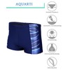 Aquarti Men's Swimming Trunks Short Sporty Stripes, 11307 dark blue/blue,