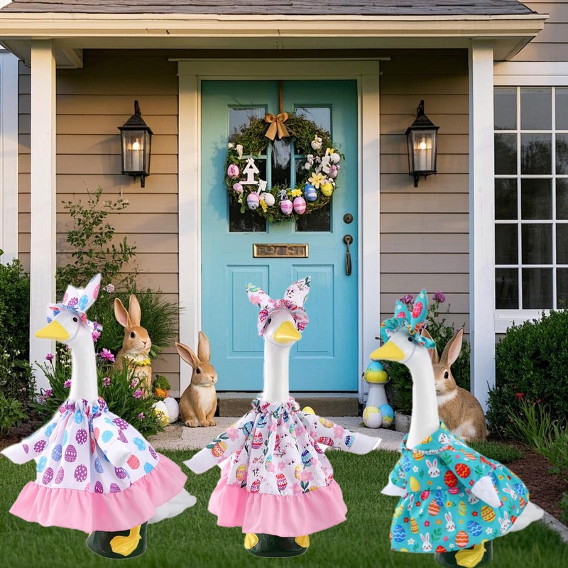 Easter Goose Outfit for 23 Inch Porch Display(Egg Rabbit Print)