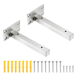 sourcing map Floating Shelf Bracket,2 Pack 6 Inch Stainless Steel Hidden Wall Mounted Shelf Supports with Screws and Expansion Tube for Wood Shelves, Hanging in Office, Living Room (Silver)