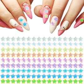 Mxxipp 90pcs Aurora Star Nail Charms for Women, 3D Resin Stars Nail Art Rhinestones Nail Gems, Colorful Shiny Star Nail Jewels Decoration Accessories Supplies for Nail Art DIY Craft