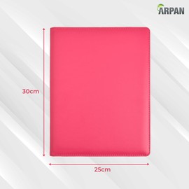 Arpan A4 Certificate Presentation Folder, Faux Leather Document Organizer, Professional Portfolio Book, Conference Display Binder (Pink, 48 Pockets 96 Sides)