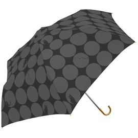 S21001 Folding Umbrella, 21.7 inches (55 cm), Wind Resistant Mini, Large Polka Dots and Cats, Black