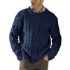 Runcati Men's Chunky Knit Cable Knit Pullover Autumn Winter Crew