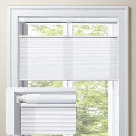 MiLin Top Down Bottom Up Cordless Cellular Shades No Tools No Drill Blinds for Windows Shades for Indoor Windows Magnetic Door Blinds - Light Filtering White 72" W x 48" H