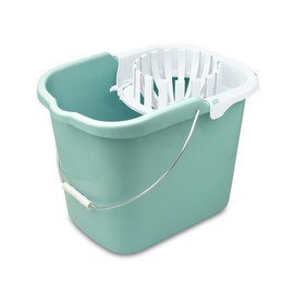 Torosqui Cubeta con Exprimidor Y Ruedas con Asa De Metal | con 4 Ruedas | 14 litros | Color Verde | Cómoda y Uso rudo