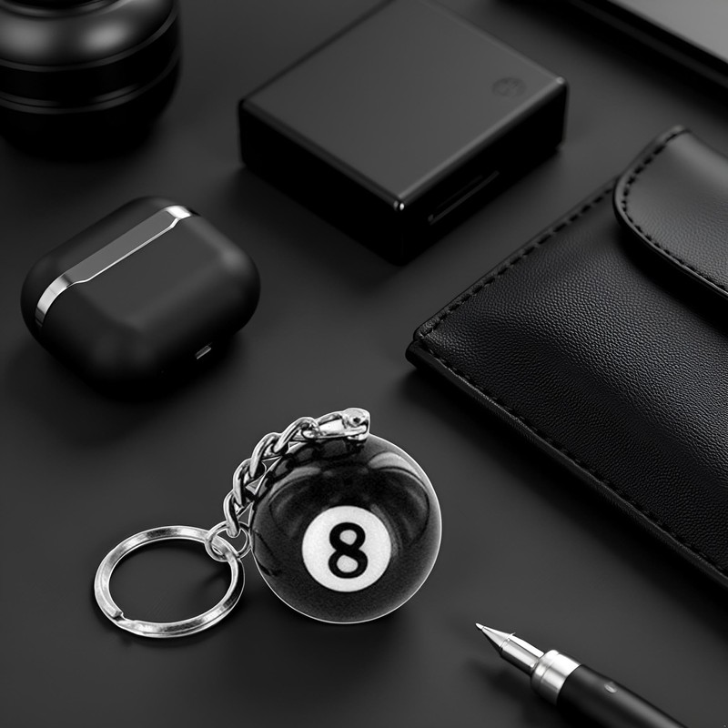 Dwuww Creative Number Eight Billiard Key Chain Pendant Car Key