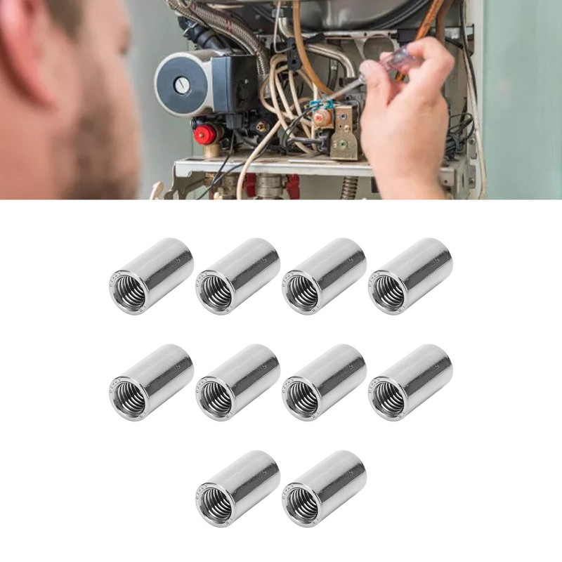 10Pcs Round Coupling Nut Stainless Steel Female Thread M10 Connector