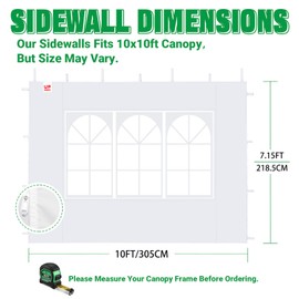 Acepic 2Pcs Instant Canopy Tent Sidewalls for 10x10 Pop-Up Canopy, Garden Gazebo, 210D Oxford Fabric Waterproof, White (Canopy Tent NOT Included)