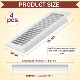 4 x 10'' Floor Vent Covers Heavy Duty Floor Register Metal Heat Vent Covers with Rust Proof Finish for Home Floor Heater (White,4 Pcs)