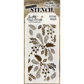 Stampers Anonymous Festive Tim Holtz Layered Stencil, 4.125-Inch by 8.5-Inch